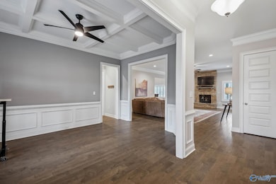 The dining room boasts custom details that add a touch of sophistication, setting the tone for the rest of the home.