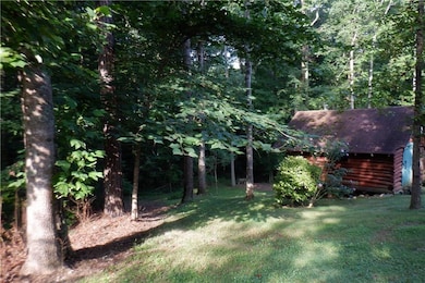 Lot line is 1 foot from the rear corner of log cabin