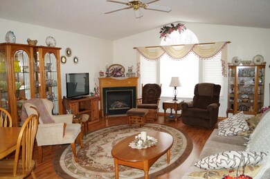 Living room with vaulted ceiling