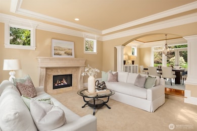 Living Room with Francois and Co Scagliola Limestone Mantel