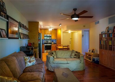 Open concept living - beautiful wood-look tile flo