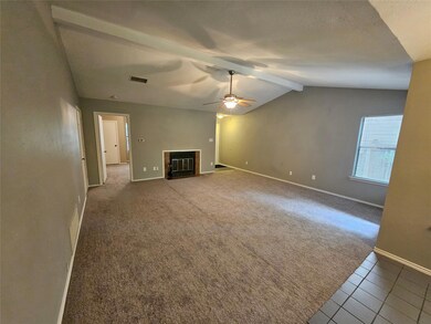 Unfurnished living room with carpet flooring, lof