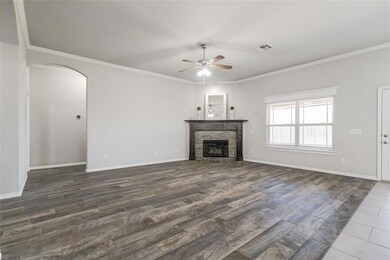 Living area with gas log fireplace