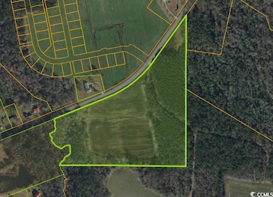 Aerial overview of property's location with property boundaries highlighted