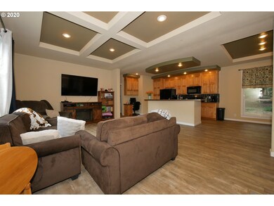 Kitchen/Living Room-Coffered Ceilings