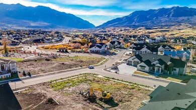 Aerial view of residential area with a mountainous background