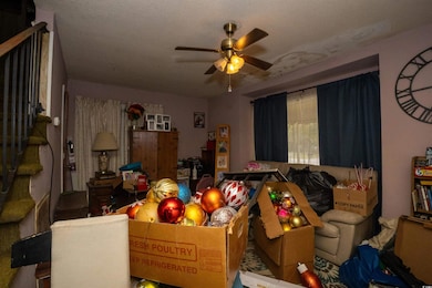 Interior space with a ceiling fan