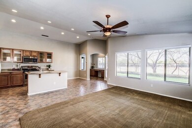 kitchen and family room
