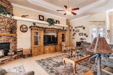Great Room with plant shelves and french doors to 