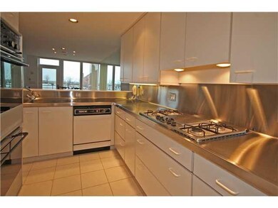 Kitchen Marble floor, stainless countertop, double