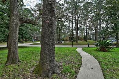 Wooded lot with walkway to driveway