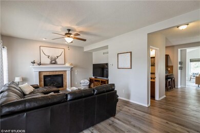 family room with fireplace
