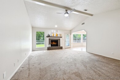Living room with fireplace.