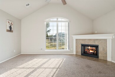 Vaulted ceilings, gas fireplace, beautiful windows