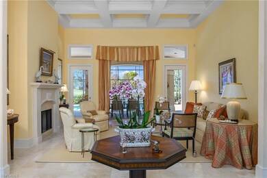 Living room featuring a  fireplace & views to lana