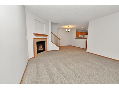 Living room features a gas fireplace