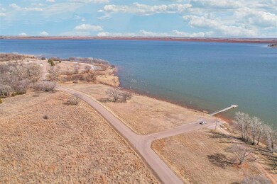 Aerial view with a water view Foss Lake