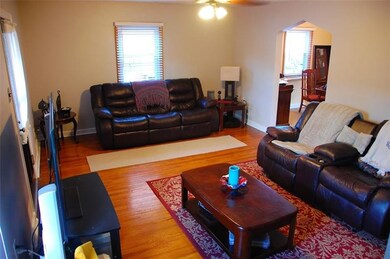 Living Room with restored hardwood.