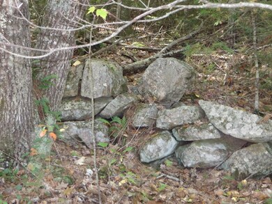 Old stone wall on the fence.