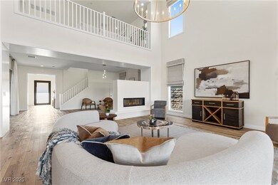 Gorgeous living room with a two way fireplace betw