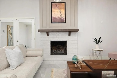 Living room with a fireplace