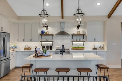 Kitchen with pendant lighting
