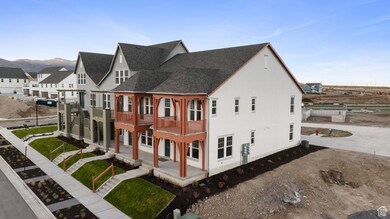 View of property exterior featuring a shingled roof, covered porch, stucco siding, a balcony, and a residential view