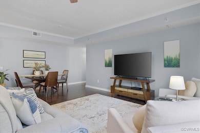 Living room open to the dining area