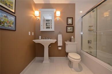 Elegant main-level bathroom.
