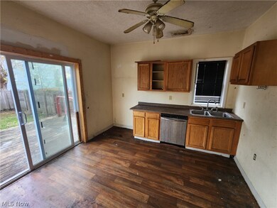 Kitchen featuring ceiling fan, a textured ceiling, dark wood-type flooring, sink, and stainless steel dishwasher
