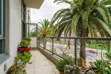 The balcony is accessible from the living area and