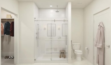 Glass shower enclosure in primary bath