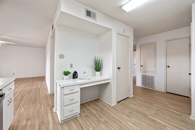 Convenient planning desk and pantry.