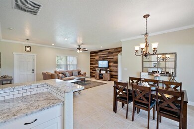 View into dining and family room