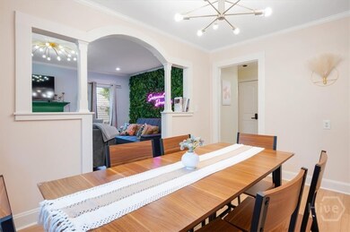 Spacious dining room off living room.