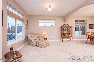 Living Room has inlet.Alaska Range views
