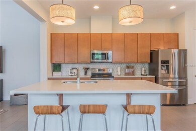 Kitchen view from living room, large island worksp