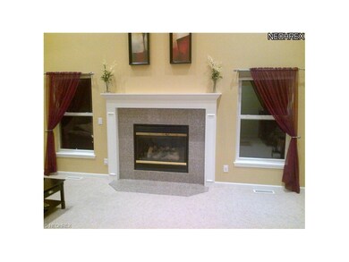 Beautiful gas fireplace with marble trim