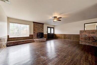 Living room with wood stove