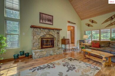 River rock fireplace
