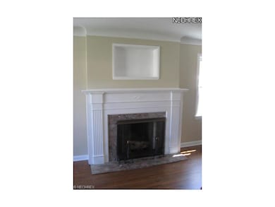 Living room fireplace.