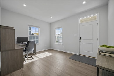 Flex room serves as a study.