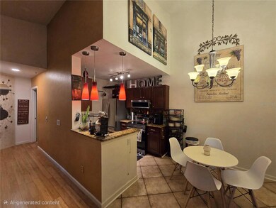 Updated kitchen, stainless appliances, wine refrigerator, volume ceilings, bamboo & tile, pendant lighting.