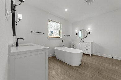 Primary bath with dual vanities