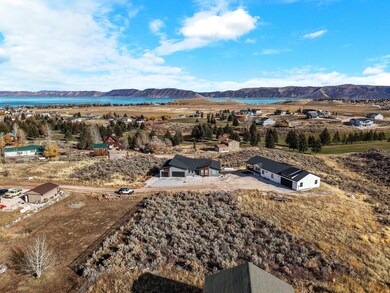 Bird's eye view of a water and mountain view