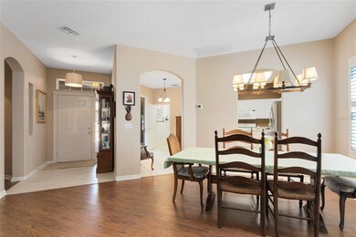 View from the living room into the dining area and