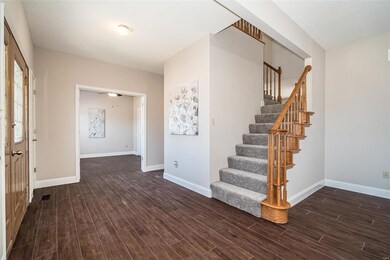 T - Staircase with new carpet.