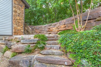 ROCK STAIRCASE LEADS TO DECK