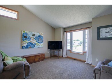 Living room with transom window.