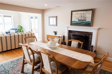 The dining room is open to the...